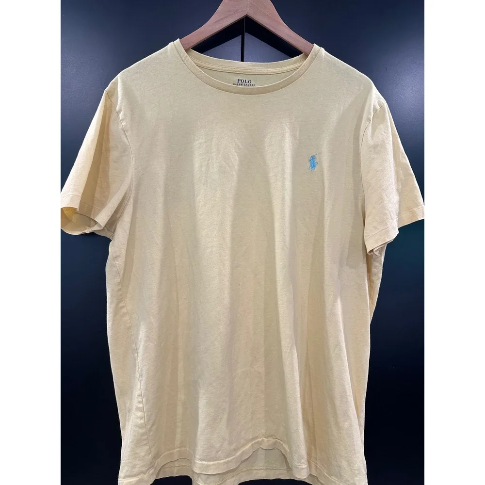 Polo Ralph Lauren Mens XL Custom Slim Fit T-Shirt Yellow Blue Pony Cotton Tee
